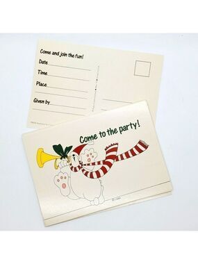 VTG Holiday party postcard invitations Cara Marks Christmas Polar Bear